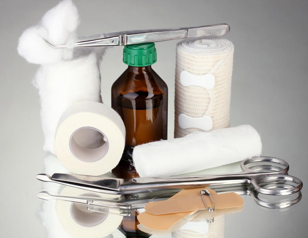 In addition to strike anywhere matches, an emergency kit should contain bandages and gauze.