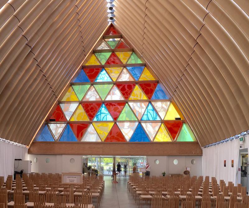 The Cardboard Cathedral in Christchurch, New Zealand, has been welcoming worshippers since 2013, as a temporary replacement to the city's cathedral that was severely damaged by the February 2011 earthquake.