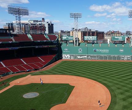 The towering left-field wall at Fenway Park was covered in advertisements until it was painted green in 1947.
