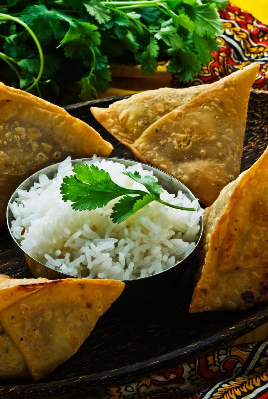 Samosas can be stuffed with keema.