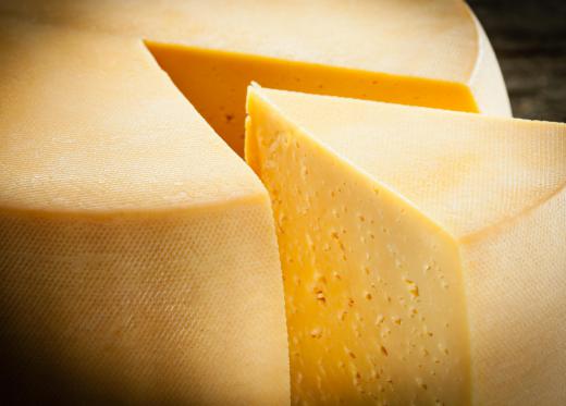 Emmentaler cheese contains holes of various sizes.