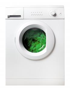 High efficiency washing machines are typically loaded from the front instead of through the top.