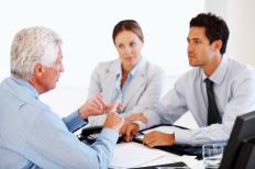Account executives discussing securities