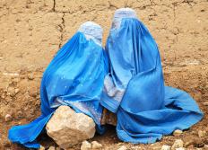 Two women wearing burkas.