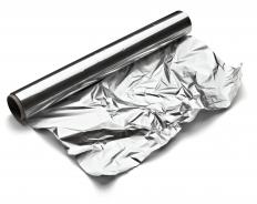 Aluminum foil made from recycled aluminum.