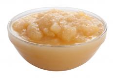 Applesauce, which can be used to make oat bran muffins.