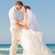 A couple getting married on an island.