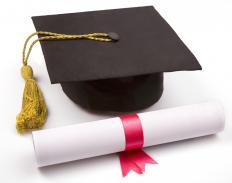 A mortarboard and diploma for a bachelor of divinity degree.