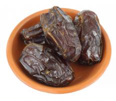 A bowl of medjool dates, which are sometimes included in tajines.