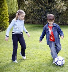 Siblings playing