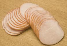 Sliced Canadian bacon. 