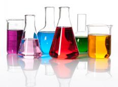 Substances used in polymer chemistry experiments.