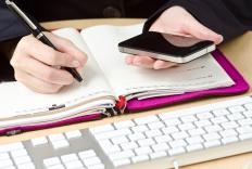 An administrative assistant working.