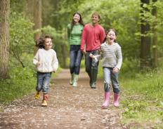 A family on a walk.