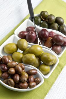 Different types of olives.