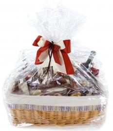 Many co-workers enjoy gift baskets.