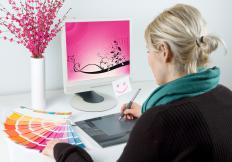 A graphic designer working.