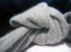 A sweater made with angora wool.