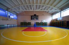 A gymnasium used for physical education. 
