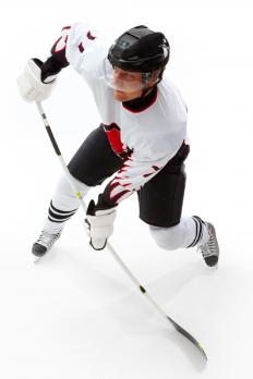 Hockey player preparing to shoot