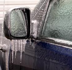 Ice on a car after a sleet storm