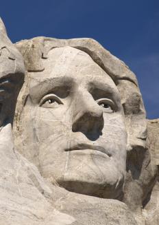 Thomas Jefferson on Mount Rushmore, near Rapid City, SD.