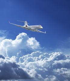 An airplane in flight.
