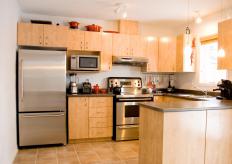 Kitchen with tile flooring.