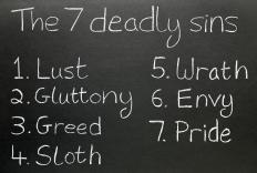 A list of the seven deadly sins, including envy.