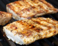 Fish on a camping grill.