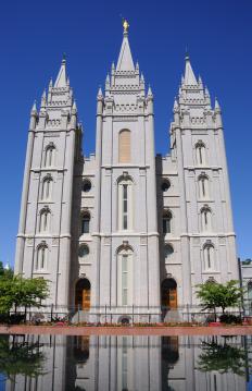 The Salt Lake Temple, a Mormon temple in Salt Lake City, Utah.