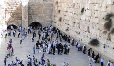 Morning prayers at the Western Wall in Jerusalem