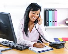 A travel secretary working.