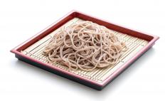 Plate of cooked soba noodles