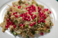 Quinoa pomegranate fennel salad, a vegetarian dish.