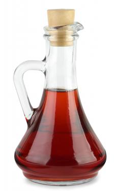 Red wine vinegar, which can be used to marinate meat for sauerbraten.