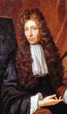 An oil painting of Robert Boyle, for whom Boyle\'s Law was named after.