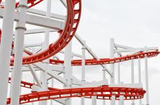 A closeup of a roller coaster.