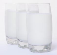 Skim milk may have a very slight bluish tint.