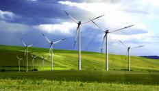 A wind farm, which is used to make sustainable energy.