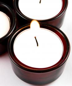 Small, votive candles might be placed to float in water.