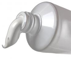 Toothpaste containing titanium dioxide.