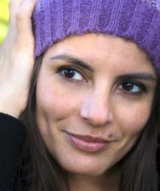 Woman with a mole above her upper lip