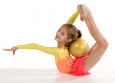 Young, flexible rhythmic gymnast