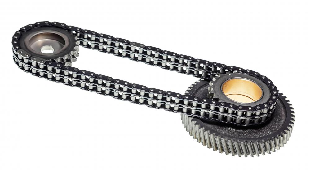 Engines that utilize a timing chair, rather than a timing belt, typically have metal covers.