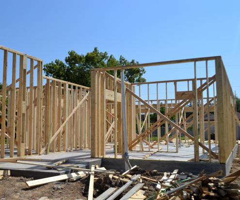 Vertical framing members called studs are constructed on top of the sill plate.
