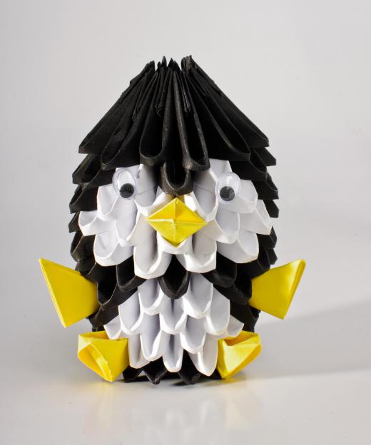 A 3D origami penguin.