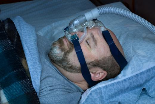 A BiPAP breathing mask.