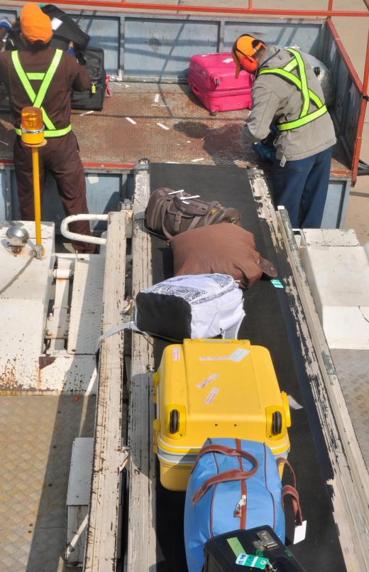 If bags are checked, they are tagged with the passenger's flight information so the bags can be transferred if the passenger has a connecting flight.