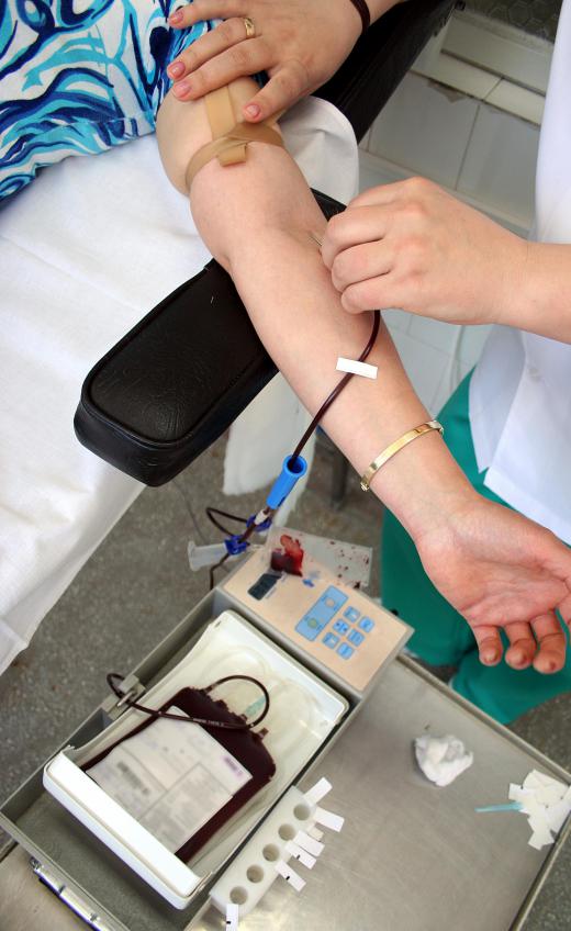 When blood is donated, the donation contains red and white blood cells.